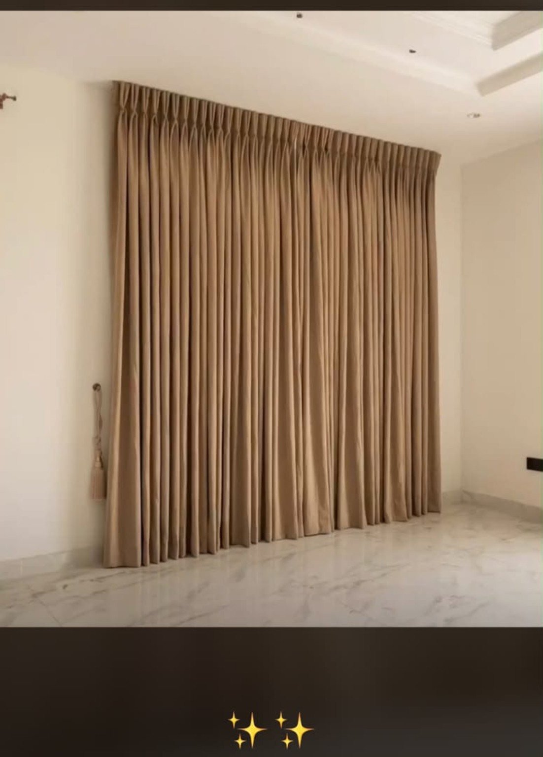 Warm Neutral Curtain Installation